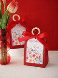 Load image into Gallery viewer, Floral Favor Box with Wood Handle Set of 10