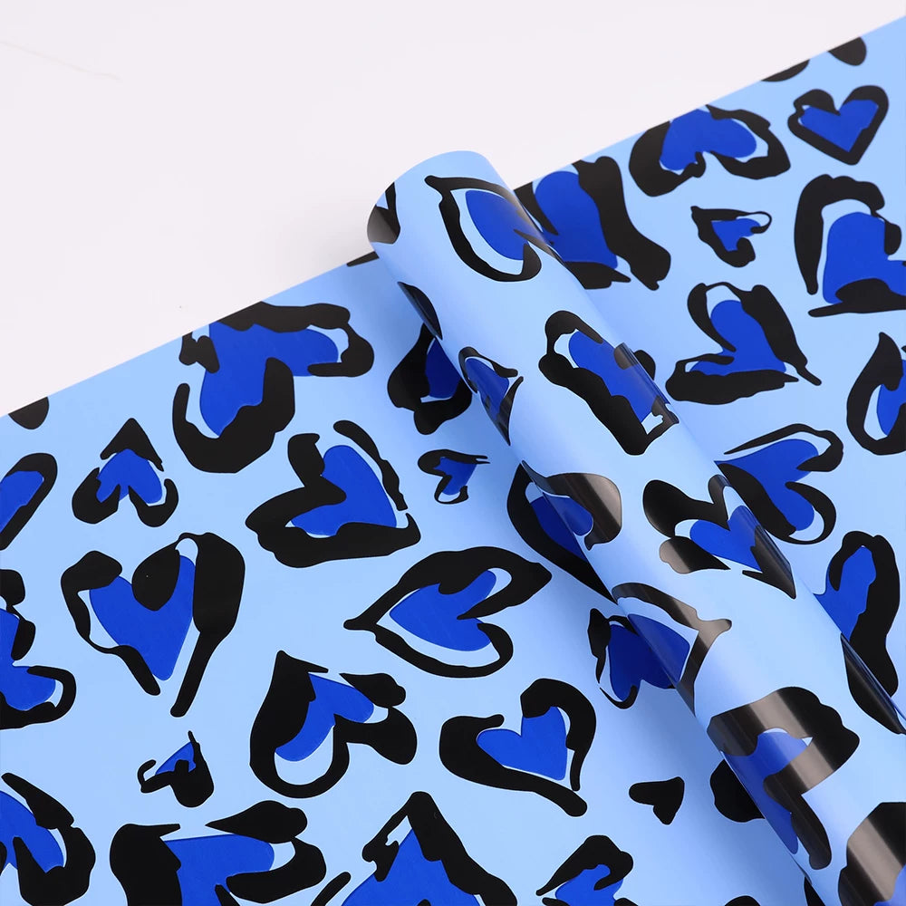 20pcs Leopard Heart Flower Wrap Paper (57x57cm)