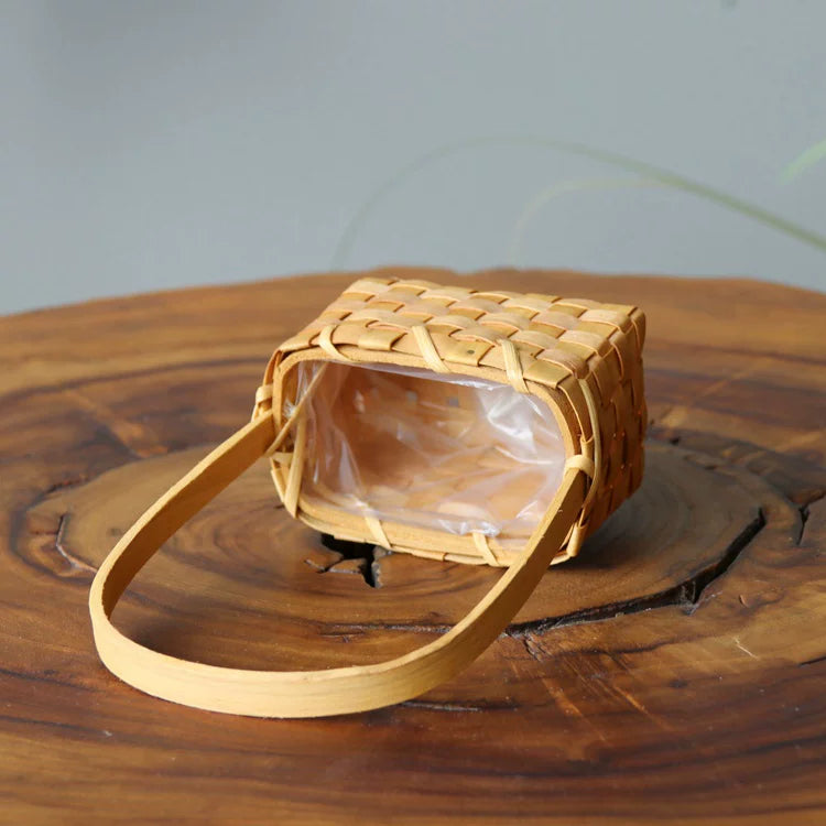 Mini panier à fleurs carré en copeaux de bois (lot de 2)