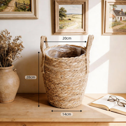 Tall Seagrass Woven Basket with Handles