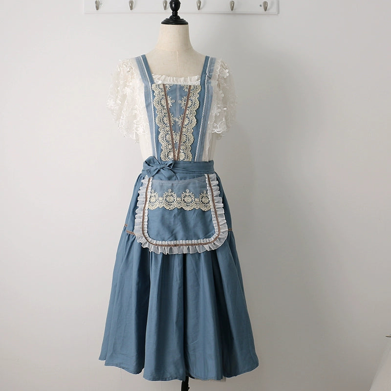 oroton lace trim apron dress Lace Trim Day Dress - white