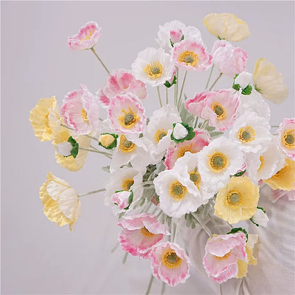 25" 4-Head Real Touch Artificial Poppy Spray