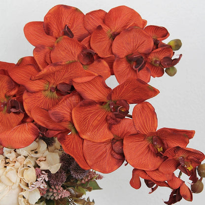37" 10-Head Artificial Orange Orchid Stem