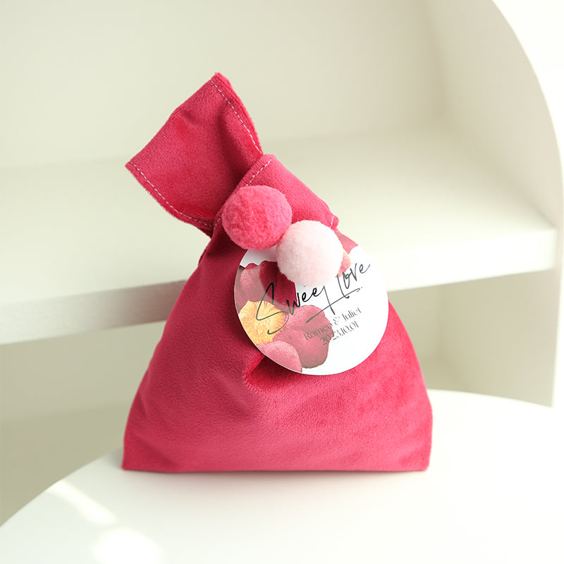 Reusable Velvet Gift Bags with Pom-pom Pack 10