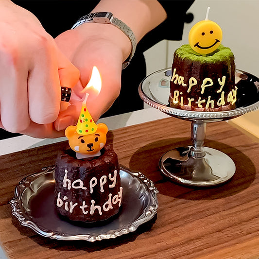 Bougies d'anniversaire mignonnes en forme d'ours avec chapeaux pour décoration de gâteau