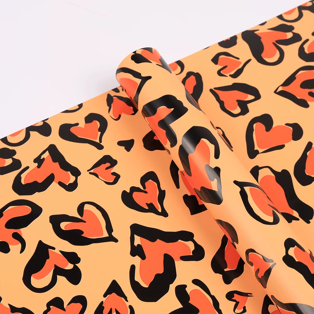 20pcs Leopard Heart Flower Wrap Paper (57x57cm)