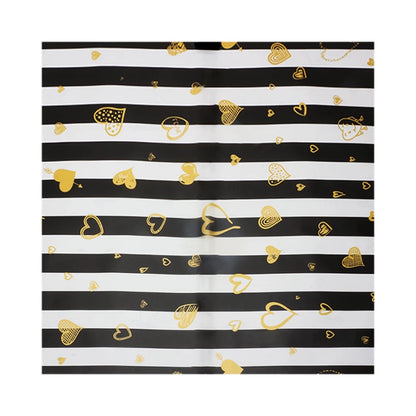 20pcs Stripe & Gold Heart Cellophane Wrap (57x57cm)