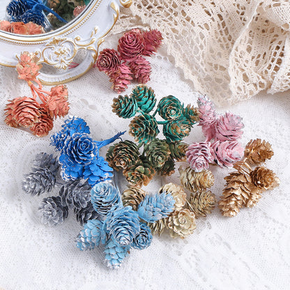 18pcs Artificial Pine Cone on Wire for Christmas Crafts