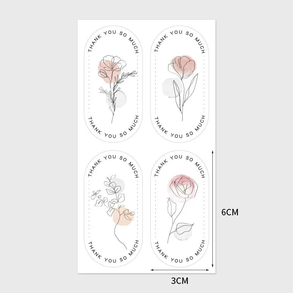 Lot de 160 autocollants de remerciement floraux minimalistes