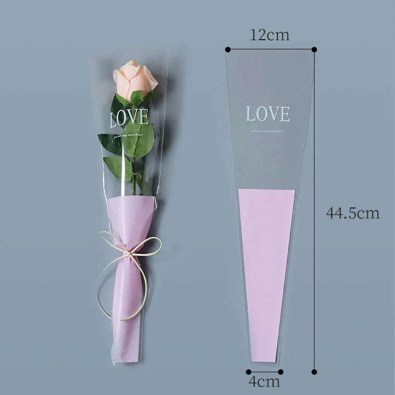 50pcs Clear Single Rose Plastic Packaging Bag