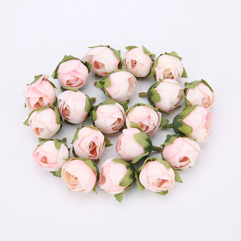 2cm Vintage Rose Buds Silk Flower Heads Pack 40