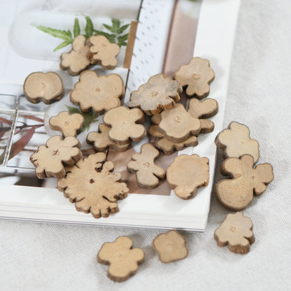 50pcs Flower-shaped Natural Wooden Slices