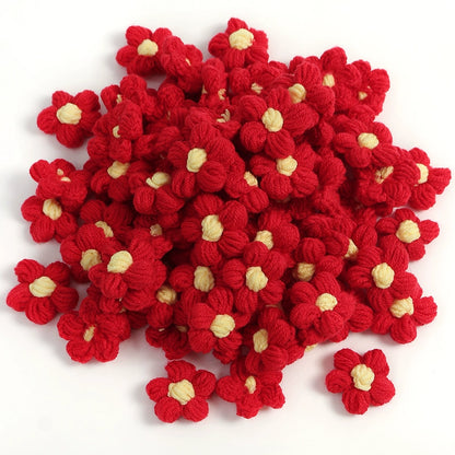 4cm Cotton Yarn Crochet Flower Heads Pack 50