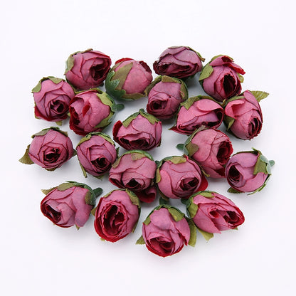 2cm Vintage Rose Buds Silk Flower Heads Pack 40