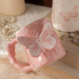 Load image into Gallery viewer, Pink 3D Butterfly Ceramic Coffee Mug