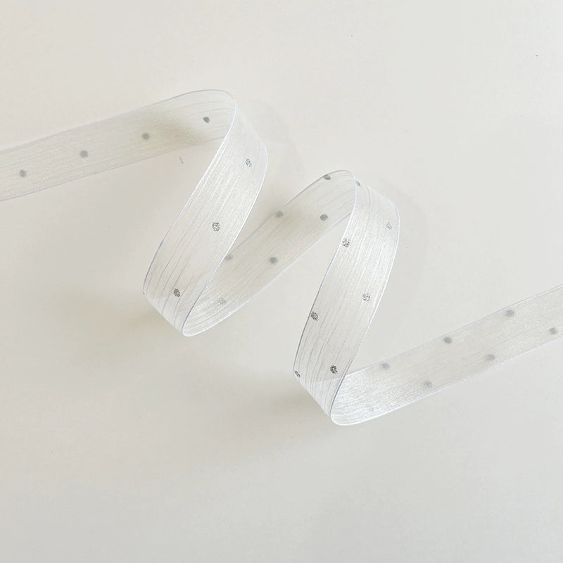 Silver-sequined Organza Ribbon (2.5cmx10Yd)