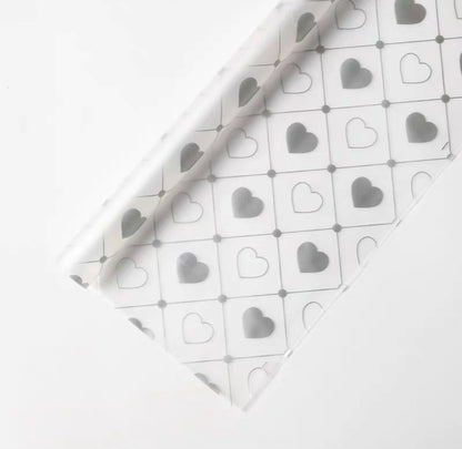 20pcs Heart Print Frosted Cellophane Wrap (58x58cm)