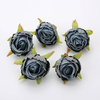 Silk Rose Flower Heads with Burned Edges Pack 30