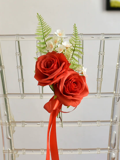 Wedding Aisle Chair Artificial Flowers with Ribbon