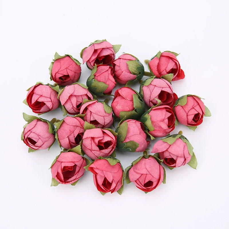 2cm Vintage Rose Buds Silk Flower Heads Pack 40