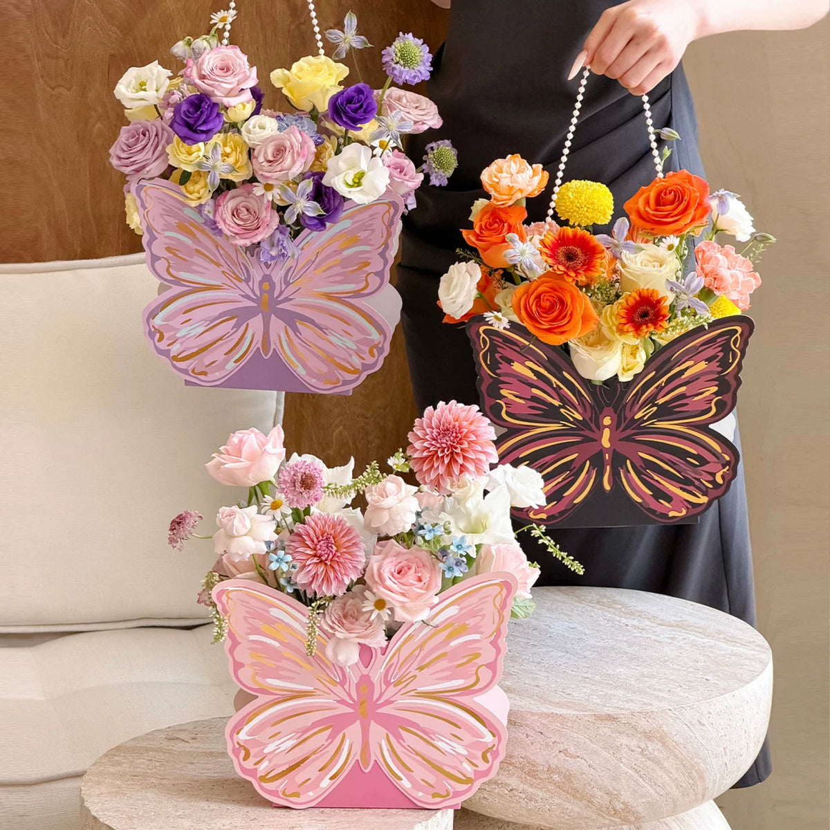 Butterfly Bouquet Box with Pearl Handle Pack 5