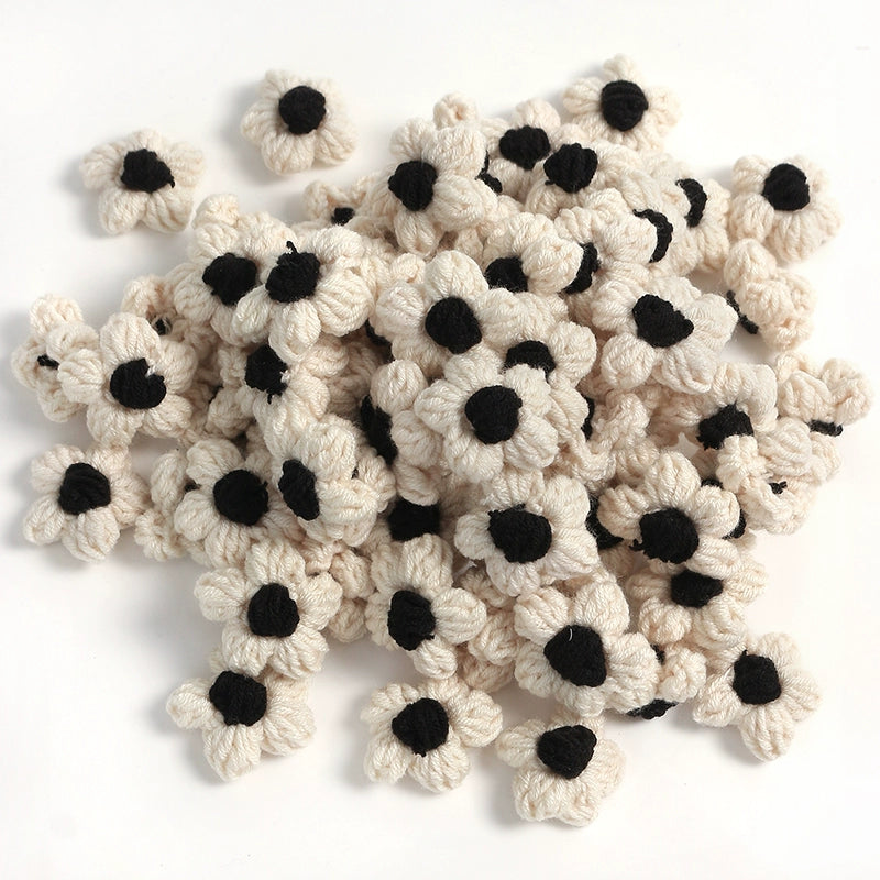 4cm Cotton Yarn Crochet Flower Heads Pack 50