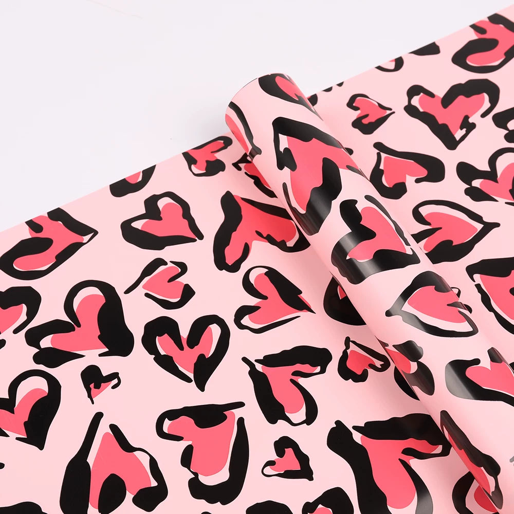 20pcs Leopard Heart Flower Wrap Paper (57x57cm)