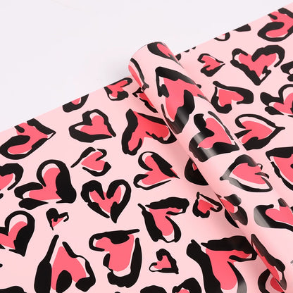 20pcs Leopard Heart Flower Wrap Paper (57x57cm)