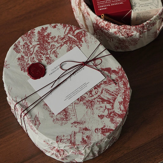 Boîte cadeau ovale à motif floral vintage