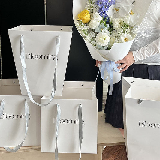 Sacs d'emballage minimalistes pour bouquets blancs, lot de 10