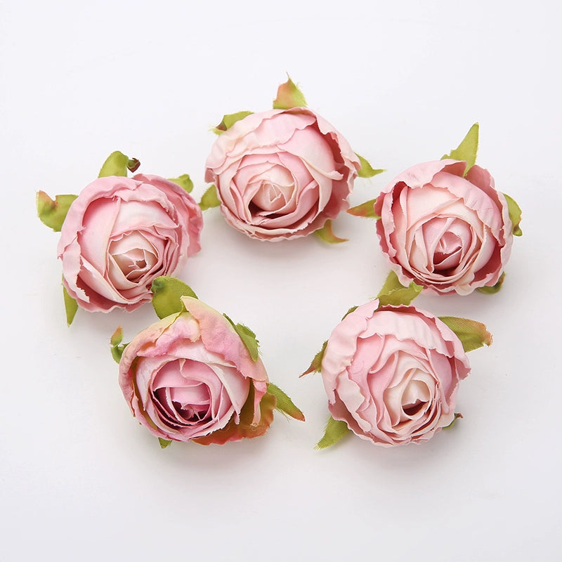 Silk Rose Flower Heads with Burned Edges Pack 30