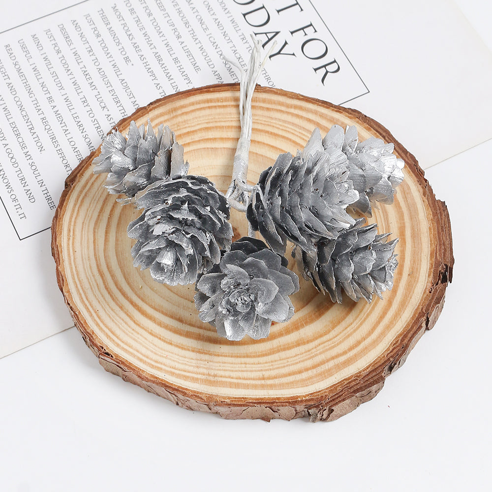 18pcs Artificial Pine Cone on Wire for Christmas Crafts