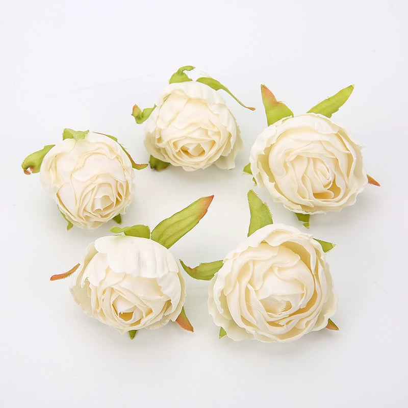 Silk Rose Flower Heads with Burned Edges Pack 30