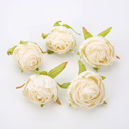 Silk Rose Flower Heads with Burned Edges Pack 30