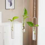 Load image into Gallery viewer, Glass Tube Hanging Metal Vase Set