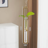 Load image into Gallery viewer, Glass Tube Hanging Metal Vase Set