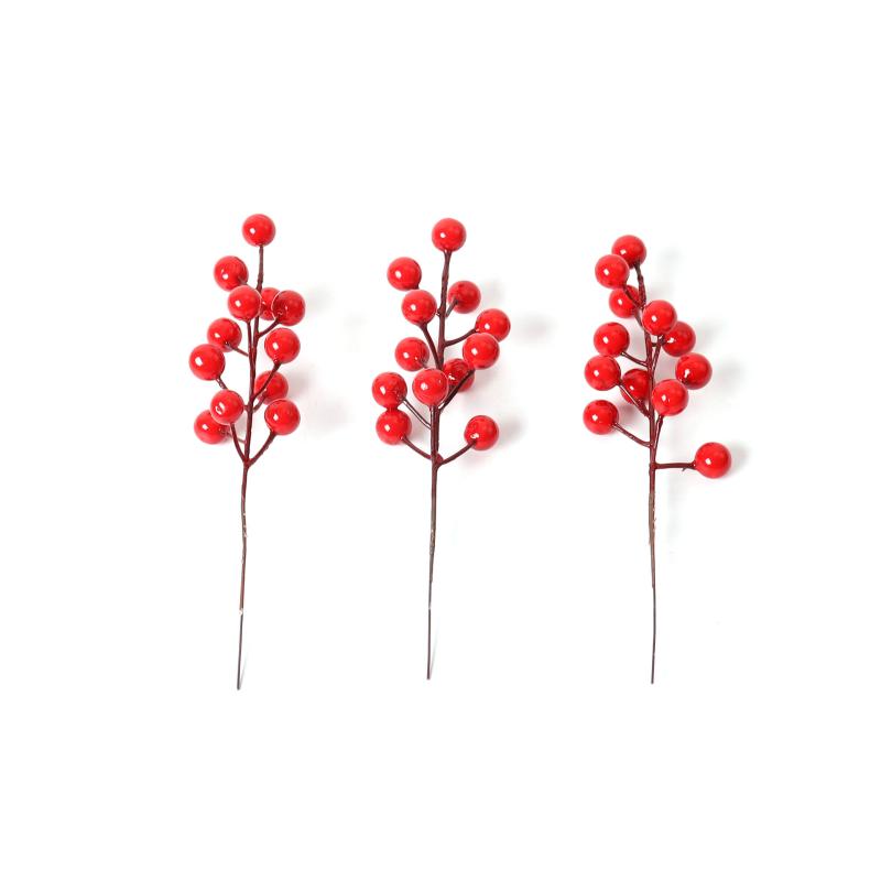 20 Pack Artificial Christmas Red Berries Stems