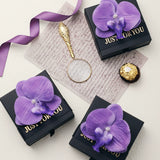 Load image into Gallery viewer, Black Drawer Gift Box with Orchid Flower Pack 10