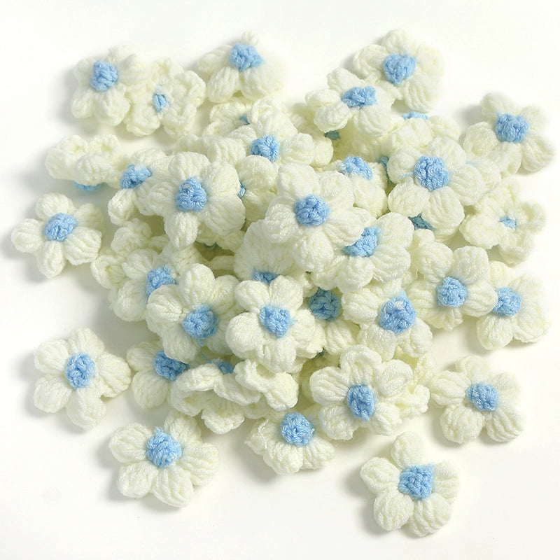 4cm Cotton Yarn Crochet Flower Heads Pack 50