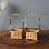 Load image into Gallery viewer, Mini Square Wood Chip Flower Basket (Set of 2)