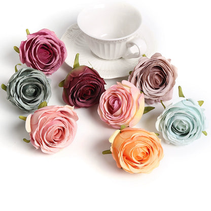6cm Artificial Silk Rose Flower Heads Pack 30