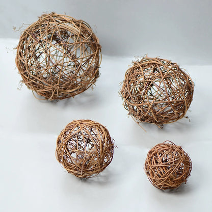 Natural Rattan Woven Balls for DIY Crafting