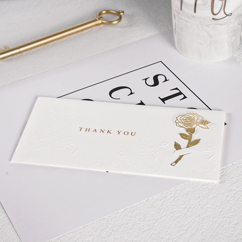 Carte de vœux florale en relief avec marque-page rose