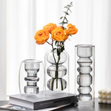Load image into Gallery viewer, Geometric Smoke Grey Double-Walled Glass Vase