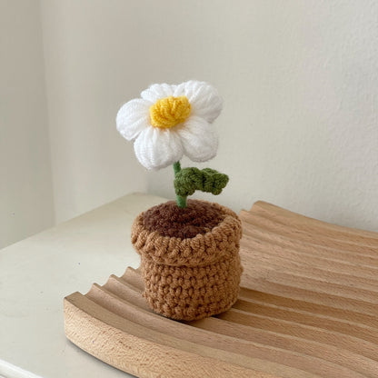 Finished Crochet Tulip Sunflower Small Potted Flower