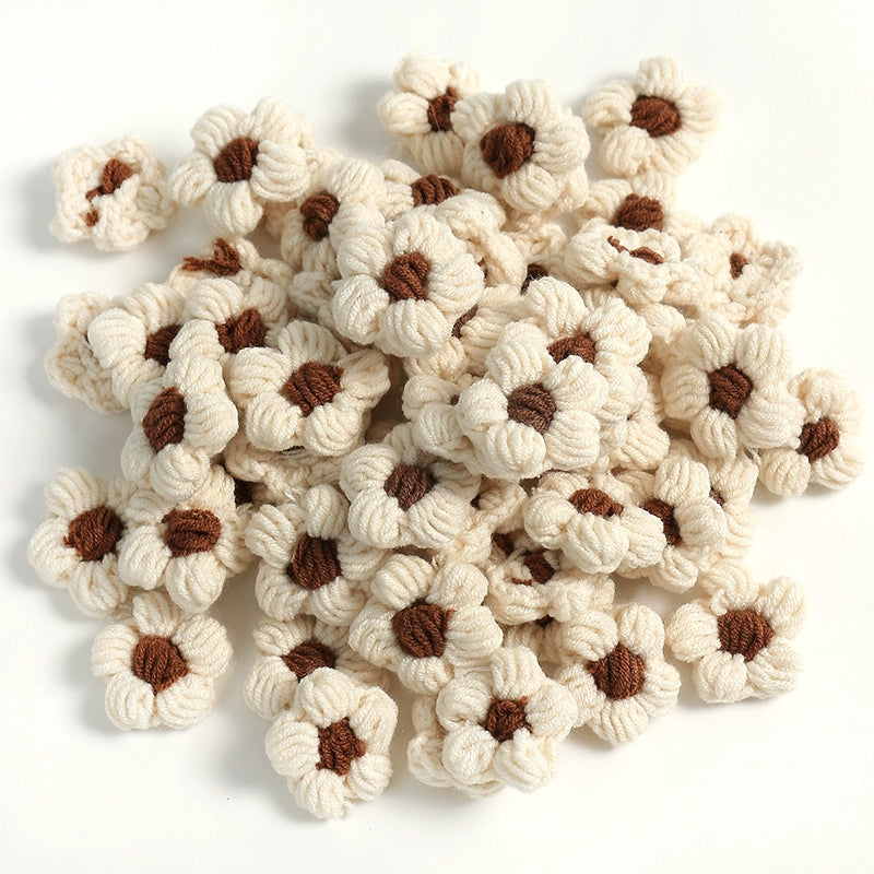 4cm Cotton Yarn Crochet Flower Heads Pack 50