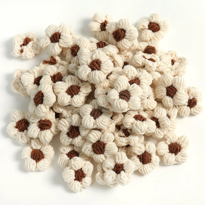 4cm Cotton Yarn Crochet Flower Heads Pack 50