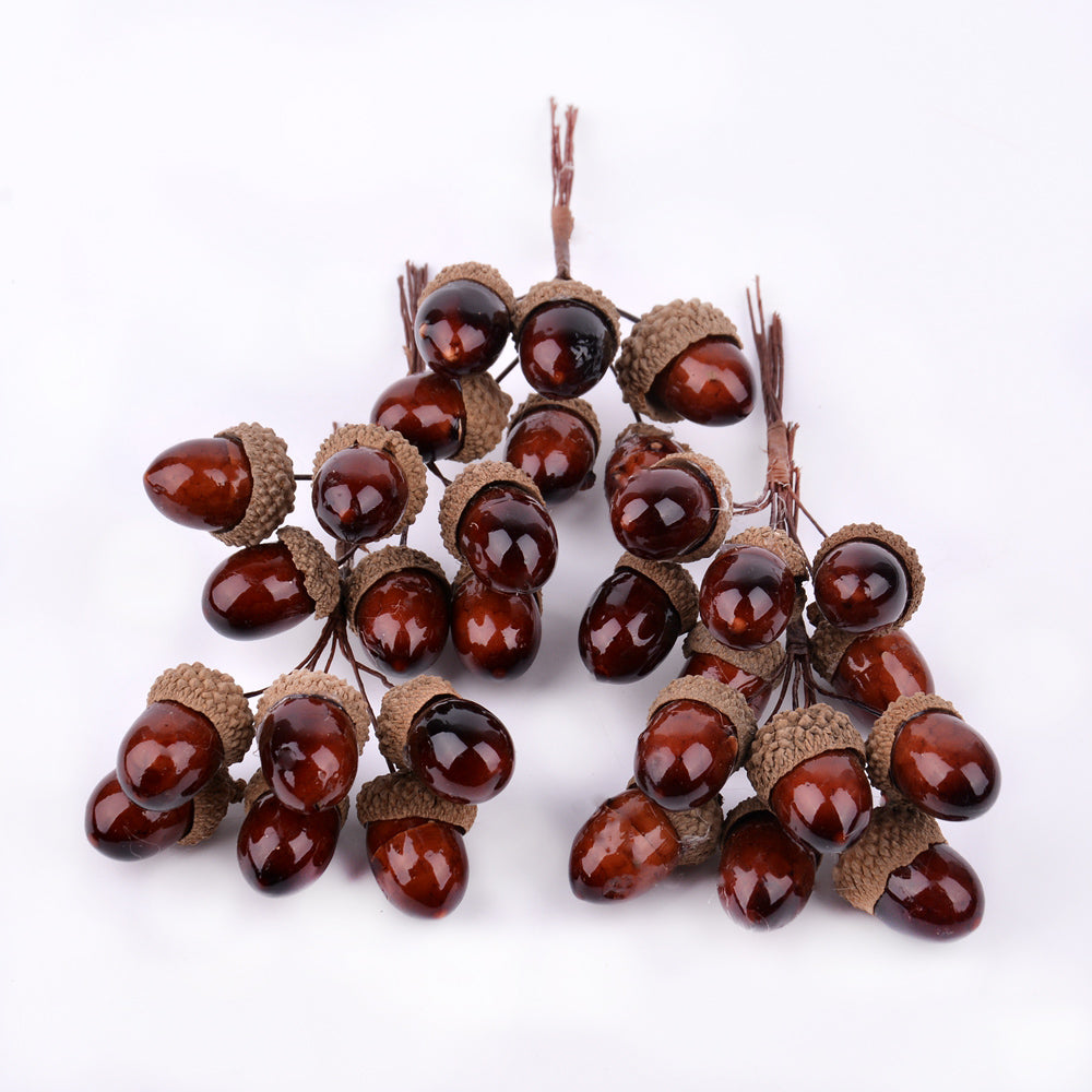 Artificial Acorns with Wire Stems for Crafts