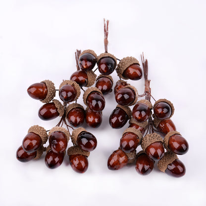 Artificial Acorns with Wire Stems for Crafts
