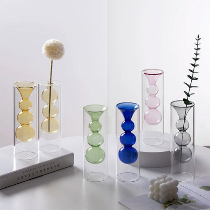 Geometric Double-Walled Glass Bubble Vase